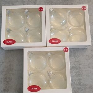 Clear Glass Ornaments Set - 12 total